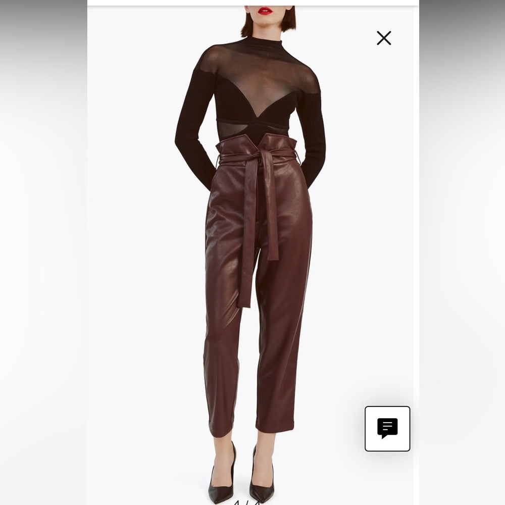 BARDOT paperbag faux leather Women's Brown Pants size 2